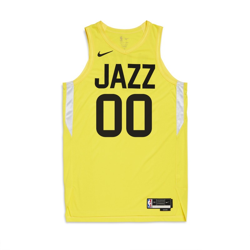 Utah Jazz 00 Custom Yellow Jersey 2022-23 Icon Edition - Bluefink