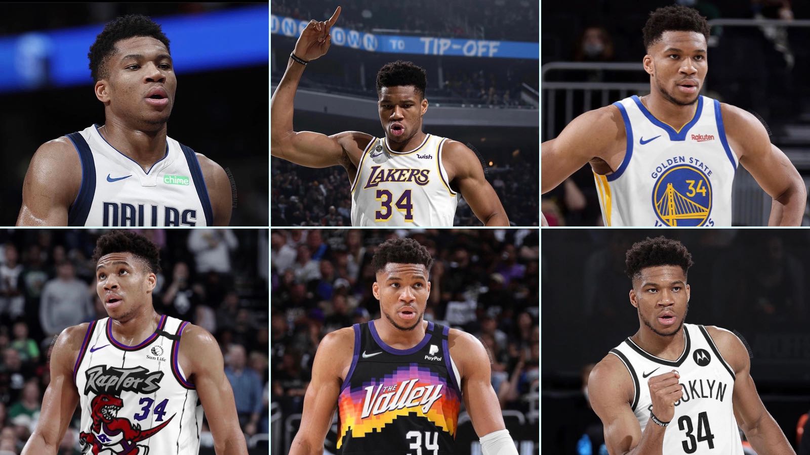 What If: Giannis Antetokounmpo Wears Other Teams' NBA Jerseys